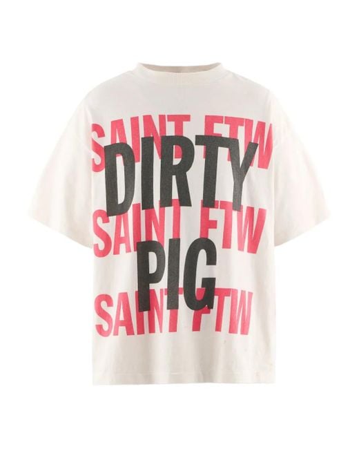 SAINT Mxxxxxx White Text-Print T-Shirt for men