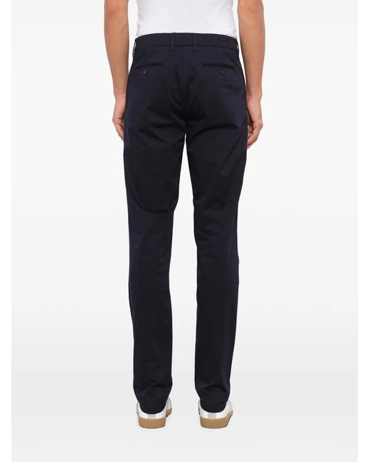 KENZO Blue Logo-Embroidered Chino Trousers for men