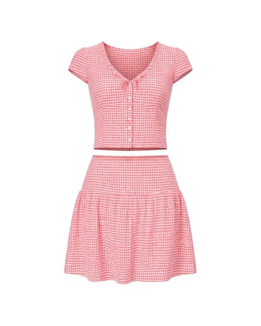 Reformation Pink Dorothea Two Piece Skirt