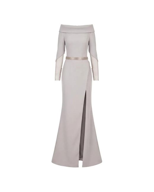 Gatti Nolli by Marwan White Off-The-Shoulder Mermaid Side-Slit Gown