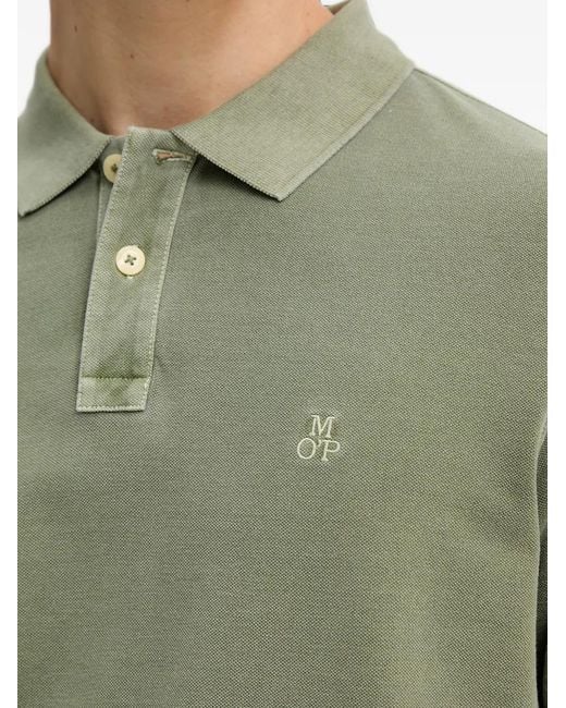 Marc O' Polo Green Logo-Embroidered Short-Sleeve Polo Shirt for men