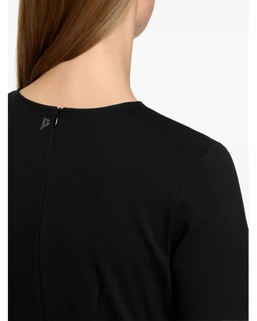 Dondup Black Twist-Detail Short-Sleeve Mini Dress