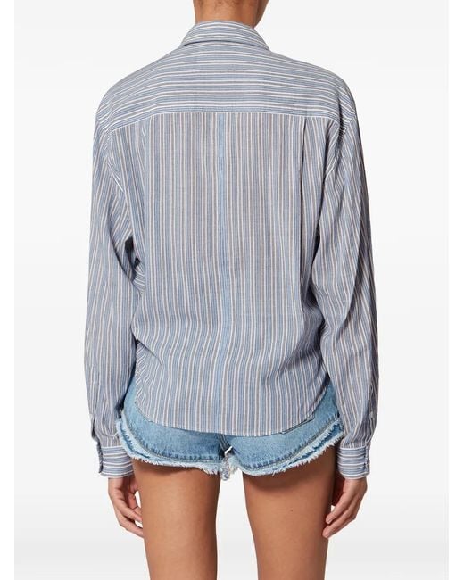 Isabel Marant Gray Nath Striped Flap-Pocket Shirt