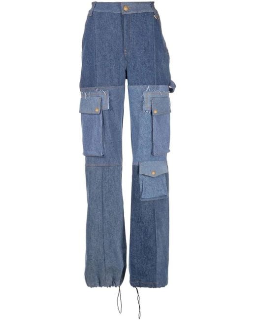 MARINE SERRE Blue Jeans Mit Hohem Bund
