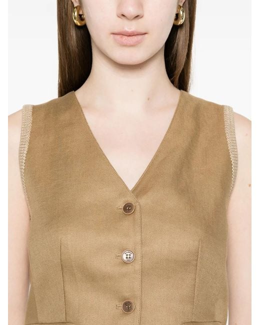Max Mara Natural Linen Vest And Cable Knit