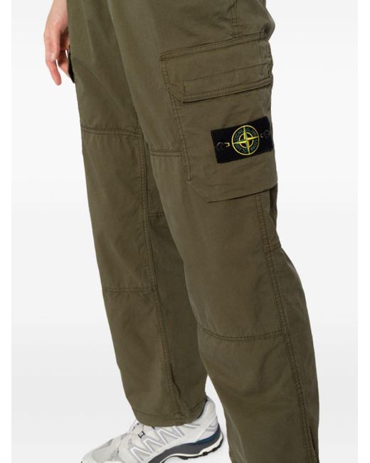 Stone Island Green Compass-appliqué Cargo Trousers for men