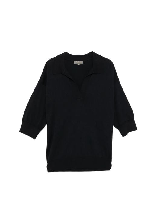 N.Peal Cashmere Black Cashmere Polo Shirt
