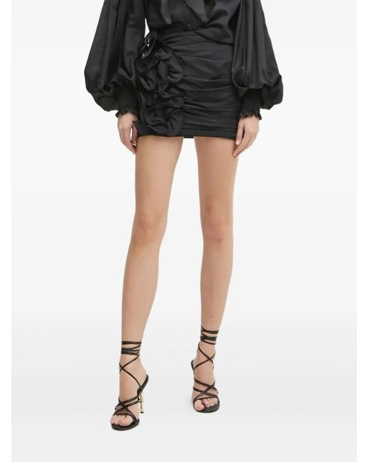 Charo Ruiz Black Ruffled Gathered Mini Skirt