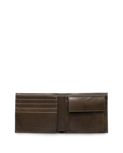 Prada Brown Triangle Logo Leather Wallet for men