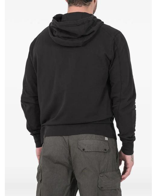 C P Company Black Light Fleece Zip Hooded Lens Sweatshirt for men