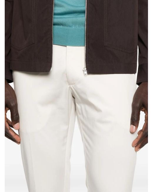 Entre Amis White Senna Belt-Loop Trousers for men