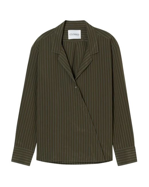 Closed Green Asymmetrisches Hemd Mit Streifen