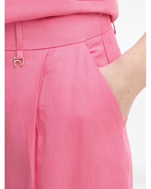 Lola Casademunt Pink Pleated-Detailing Wide-Leg Trousers