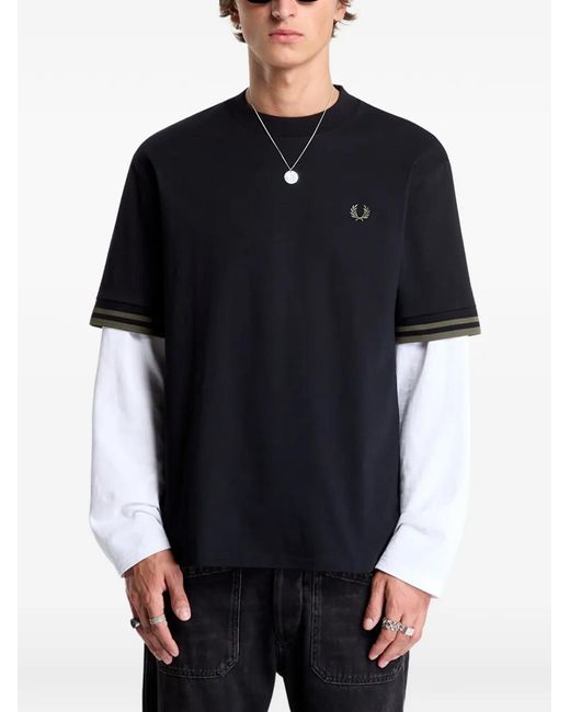 Fred Perry Black Crew-Neck T-Shirt for men