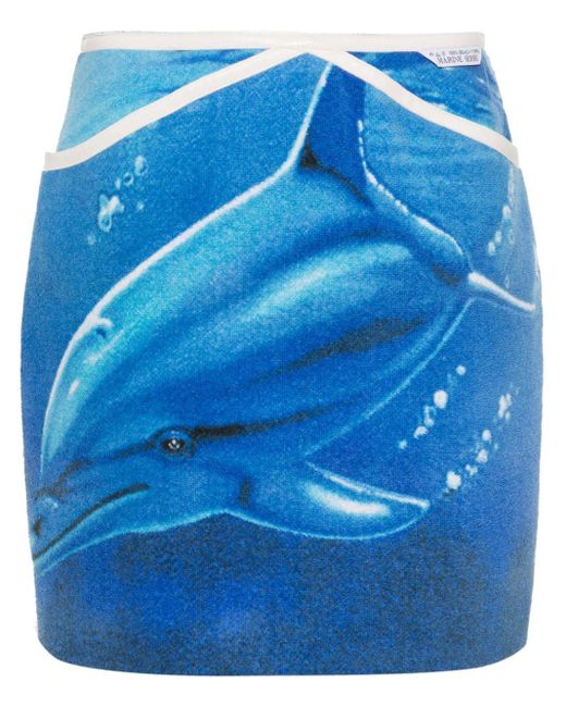 MARINE SERRE Rok Met Dierenprint in het Blue