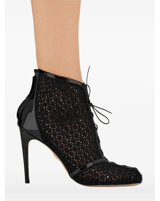 Ferragamo Black Macramé Ankle Boot