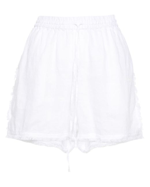 Logo-embroidered frayed shorts di P.A.R.O.S.H. in White