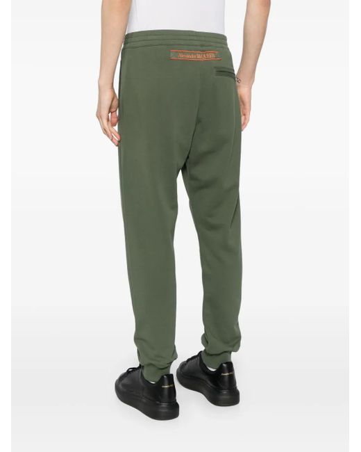 McQueen Green Slim-Fit Cotton Track Pants for men