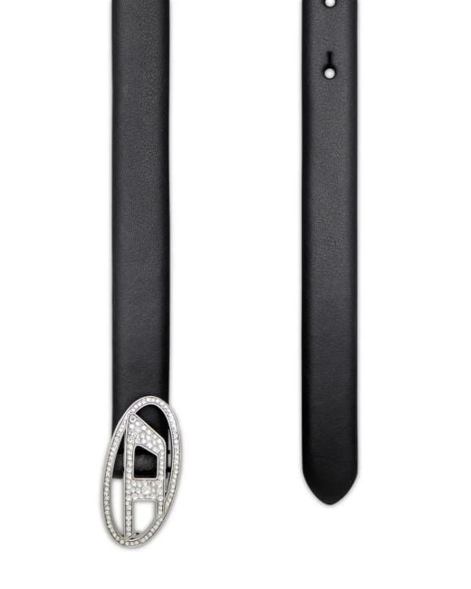 DIESEL Black Oval D Logo B 1Dr Rhinestone 20 Belt Accessories