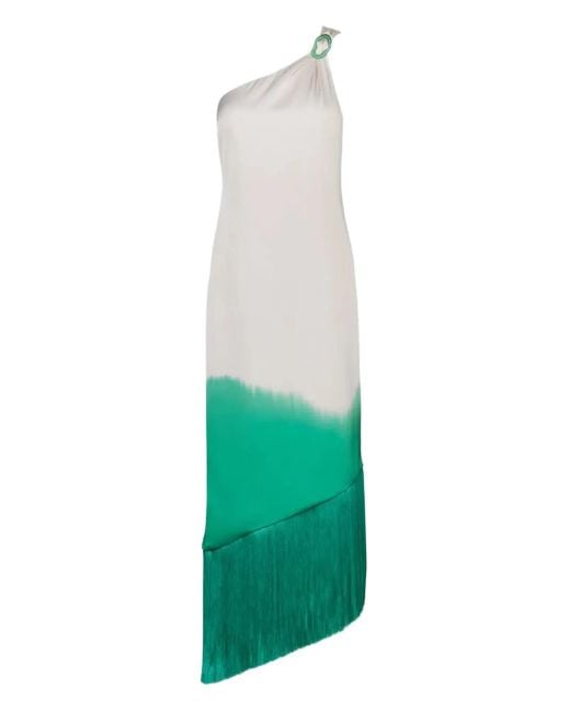 Baobab White Amelia Fringed Asymmetric Dress