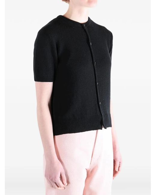 Auralee Black Cardigan Boutonné À Manches Courtes