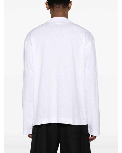Dries Van Noten White Long-sleeve Cotton T-shirt for men