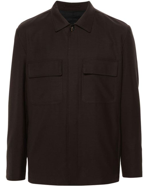Lardini Eqansel Hemdjacke aus Wolle in Black für Herren