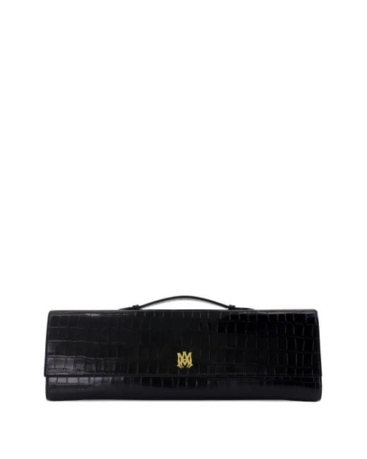 Amiri Black Croc-Embossed Tote Bag