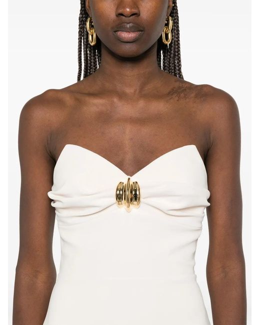 Elisabetta Franchi White Cream Midi Dress