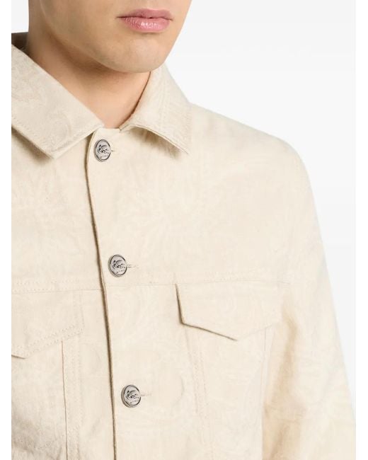 Etro Natural Jacquard Paisley Denim Jacket for men