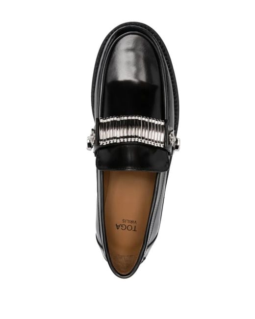 Toga Virilis Black Buckle-Detail Leather Loafers for men