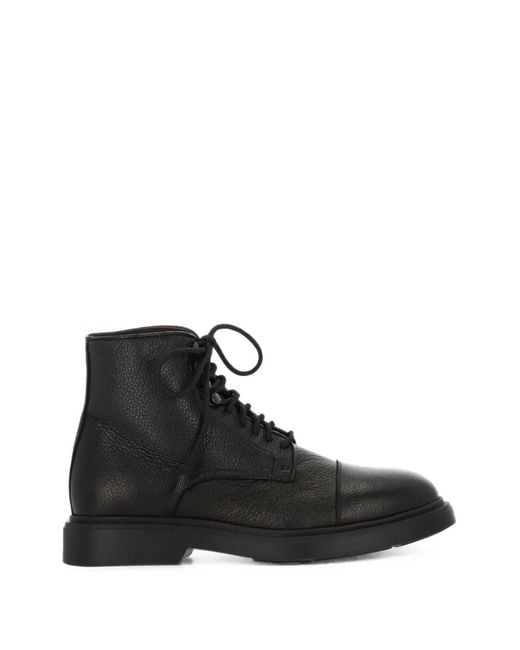 Boemos Black Lace-Up Leather Boots for men