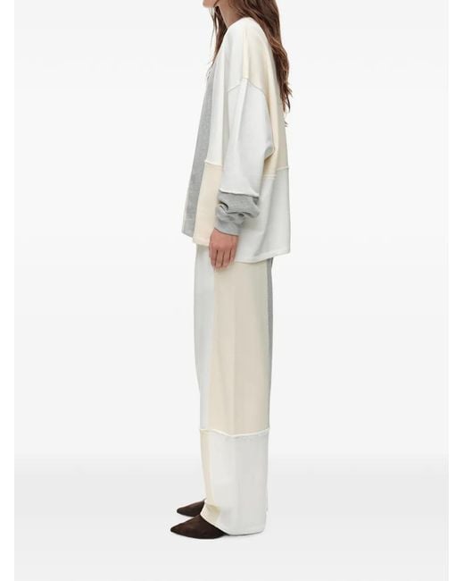 Bimba Y Lola White Ivory-Cotton-Patchwork Jogger Trousers