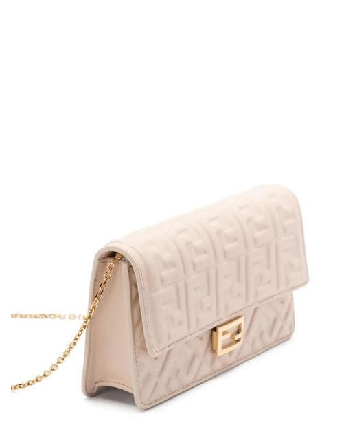 Fendi Natural Wallet On Chain Baguette Clutch Bag