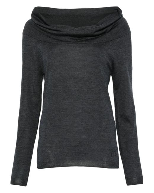 Maglione Con Scollo Drappeggiato di Semicouture in Black