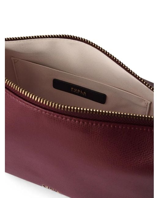 Furla Purple Small Tonie Textured Leather Shoulder Bag