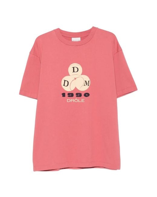Drole de Monsieur Pink Graphic-Print T-Shirt for men