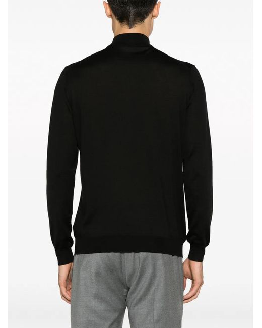 Malo Black Mock-Neck Sweater for men