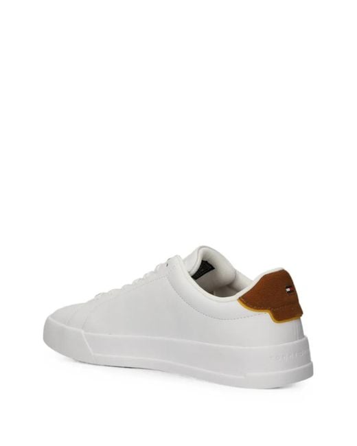 Tommy Hilfiger White Logo-Print Lace-Up Low-Top. Sneakers for men