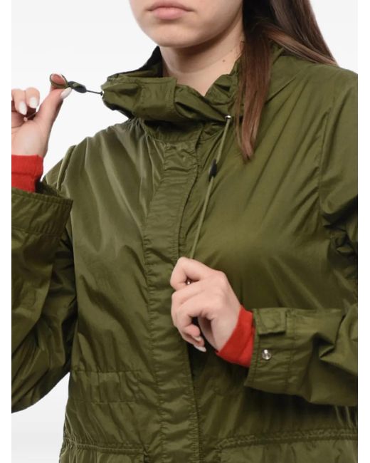 Woolrich Green Hooded Drawstring-Waist Jacket