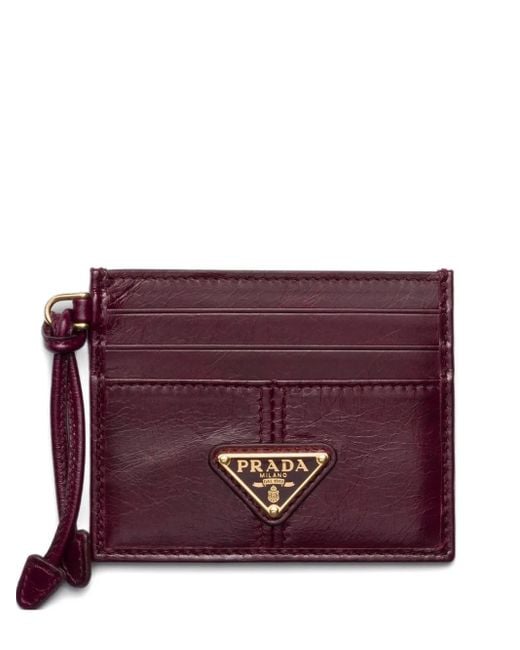 Prada Purple Leather Logo Card Holder