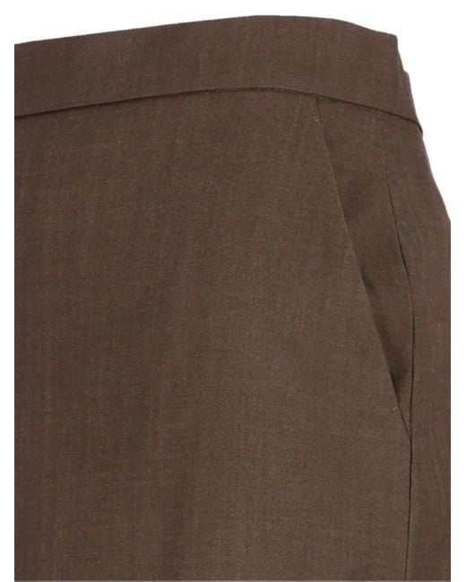 Max Mara Brown Wool Gabardine Pencil Skirt