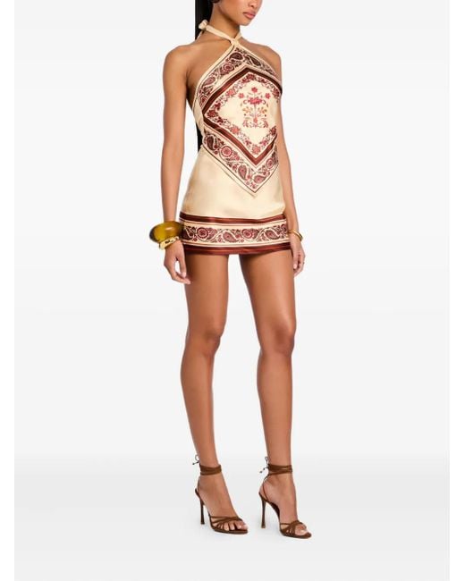 retroféte Pink Adelaide Paisley-Print Halteneck Mini Dress