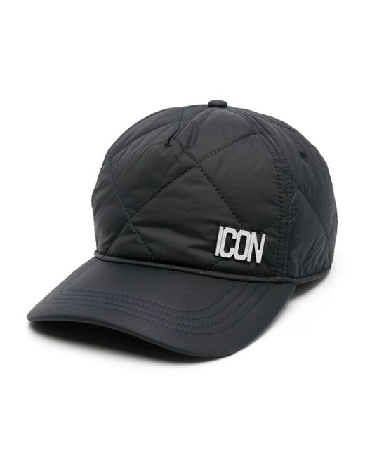 DSquared² Black Icon Quilted Baseball Cap for men