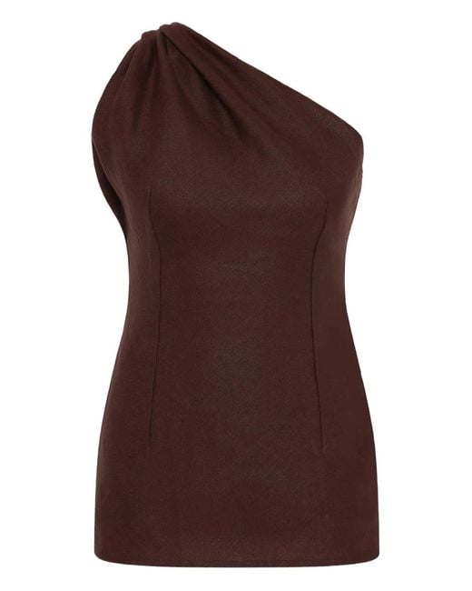 Faithfull The Brand Brown Agua One-Shoulder Top