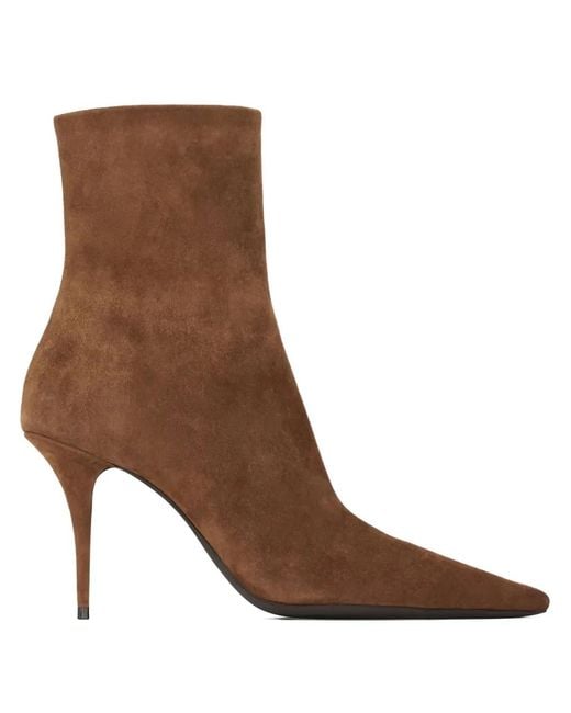 Saint Laurent Brown 90Mm Ashley Suede Boots