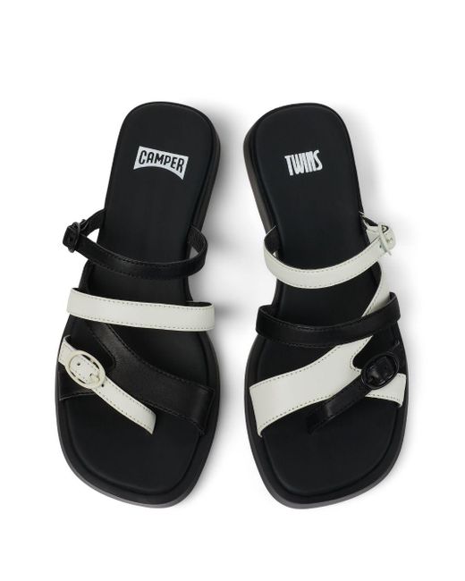 Camper Black Dana Twins Leather Open-toe Sandals