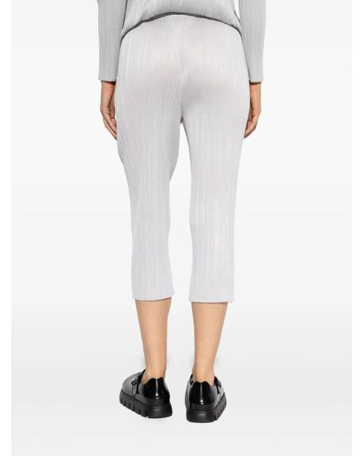 Pleats Please Issey Miyake White Pleated Trousers
