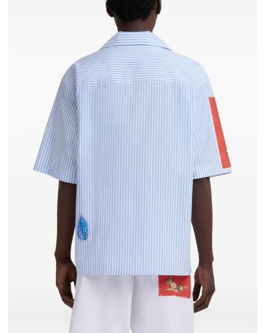 Camicia A Righe Patchwork di Marni in Blue da Uomo