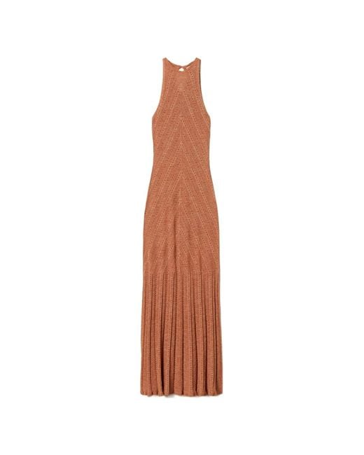 Twinset White Lurex-Detail Maxi Dress